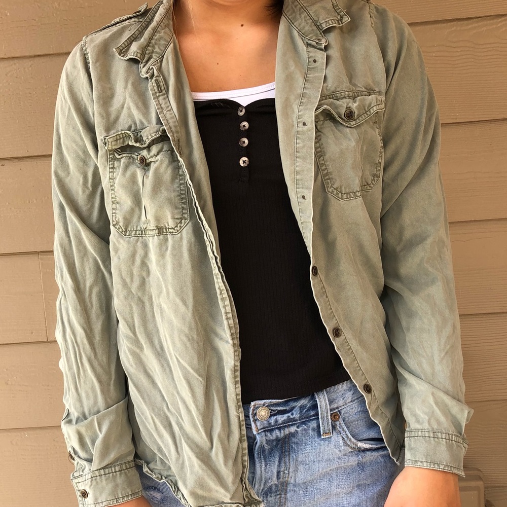 Green button up